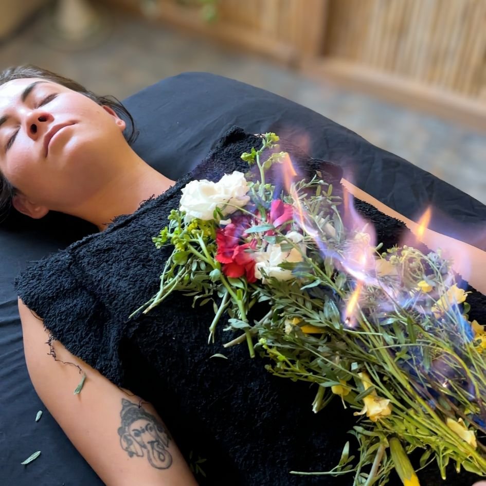 sacred fire massage with herbs